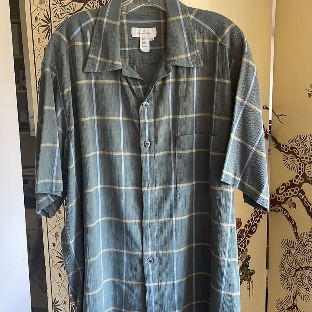 Ermenegildo Zegna XXL Short Sleeve Button Down Shirt.